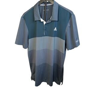 adidas Mens golf polo. Blue with gray accents.  Maketewah country club.  Size M